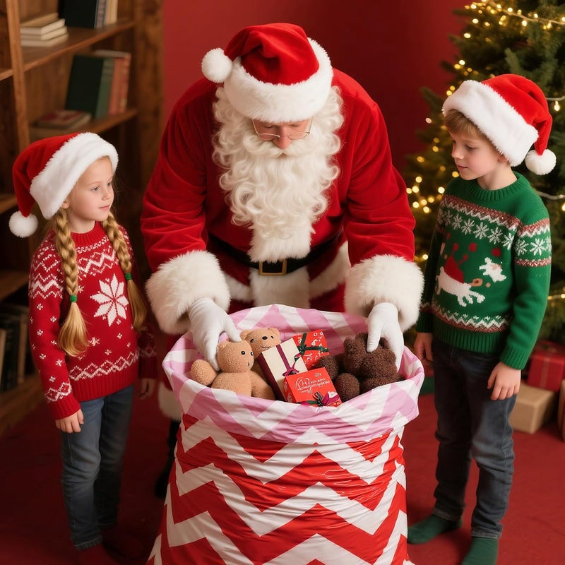 Sofier Large Christmas Gift Bags 36"x56" Holiday Gift Wrap 2pcs Jumbo Christmas Bag for Gifts Giant Sacks for Presents Big Xmas Plastic Gifts Bags(Snowflake+Zigzag) - Image 2